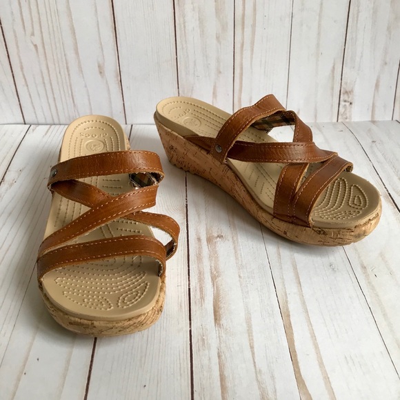 crocs cork wedge sandals